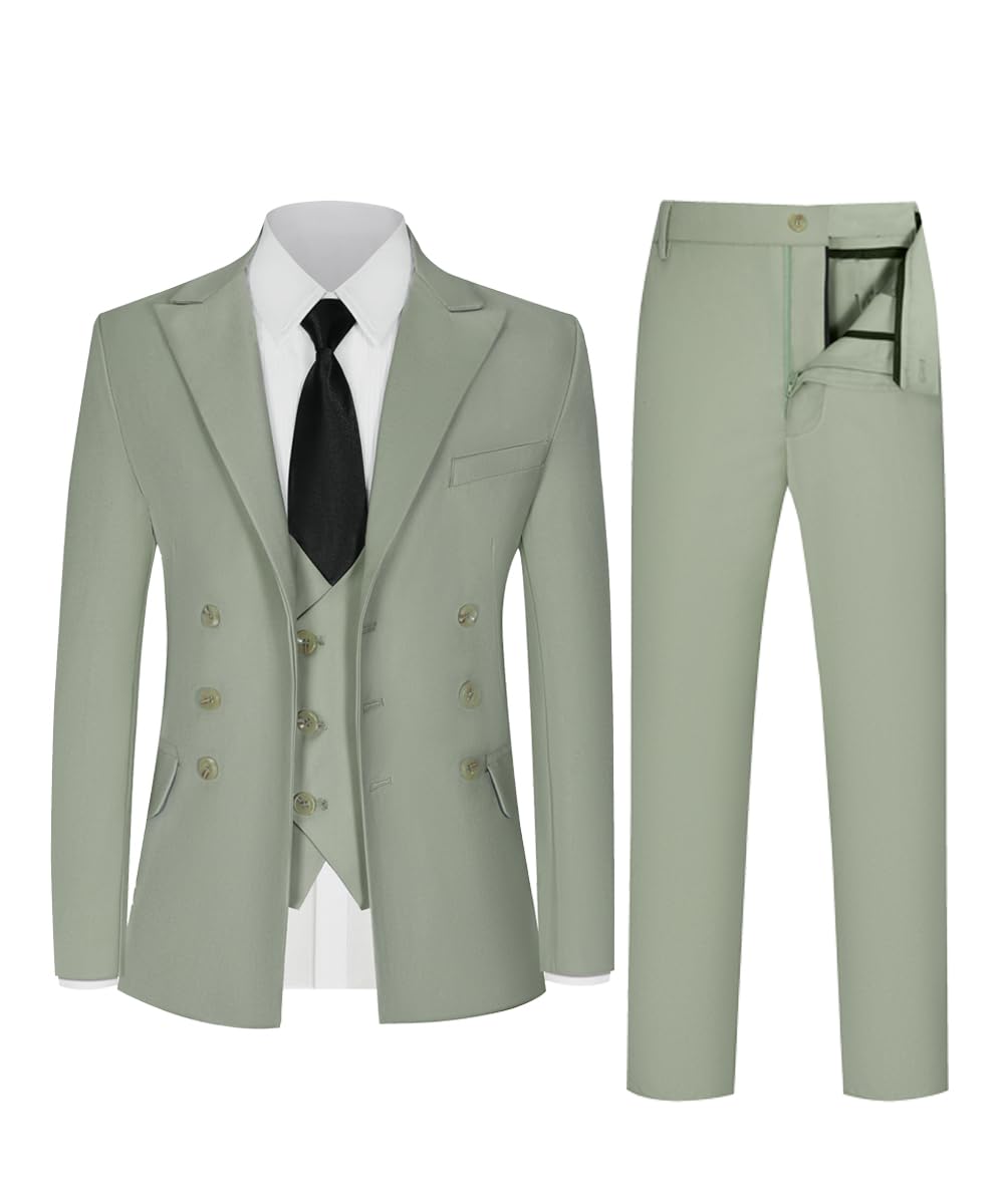 Toddler Suits for Boys Grass Green Suit Size 4T Kids Formal Tuxedo 5 Pcs Blazer Vest Pants Shirt and Tie for Wedding