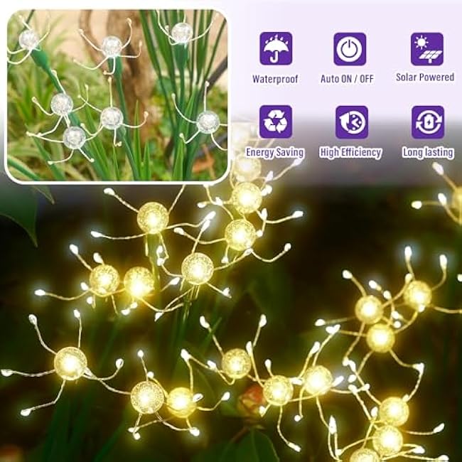 Solar Swaying Garden Lights ¨C Firefly Effect Outdoor LED Lights with Upgraded Solar Panel, Waterproof Pathway Lights for Yard & Holiday Decor (4pack)