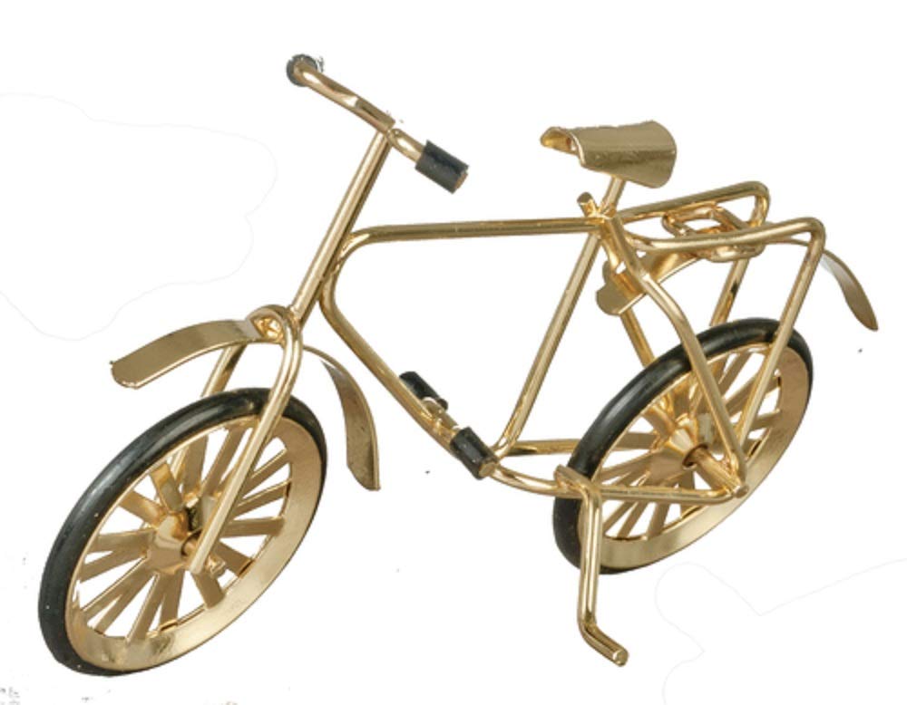 Dolls House Small Gold Bicycle Bike Miniature 1:12 Scale Garden Accessory