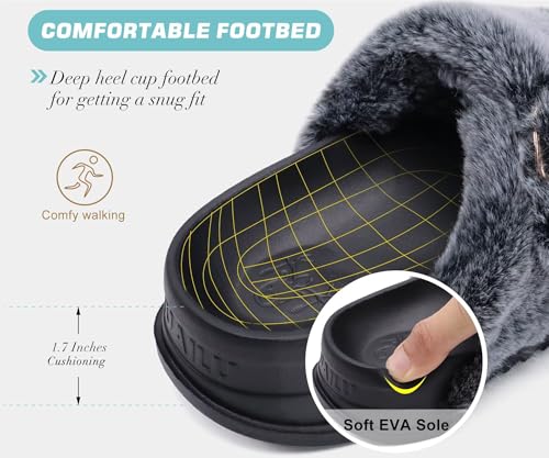 Image of KuaiLu Women's Fluff Slippers Plantar Fasciitis Arch Support Platform Slippers Ladies Fashion Open Toe Faux Fur Sliders Womens House Slipper Size 6-12