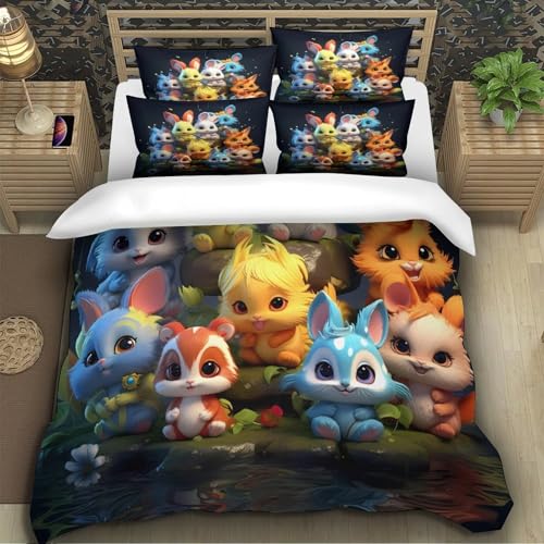 Parure de lit housse de couette 3D animaux mignons microfibre douce - 5