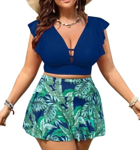 Blue Tropical Skirtini Set-image-40