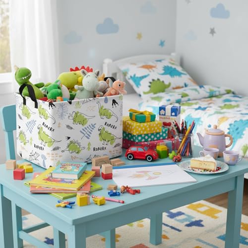 Image of Foldable Dino Toy Basket for Boys & Kids Rectangular (A)