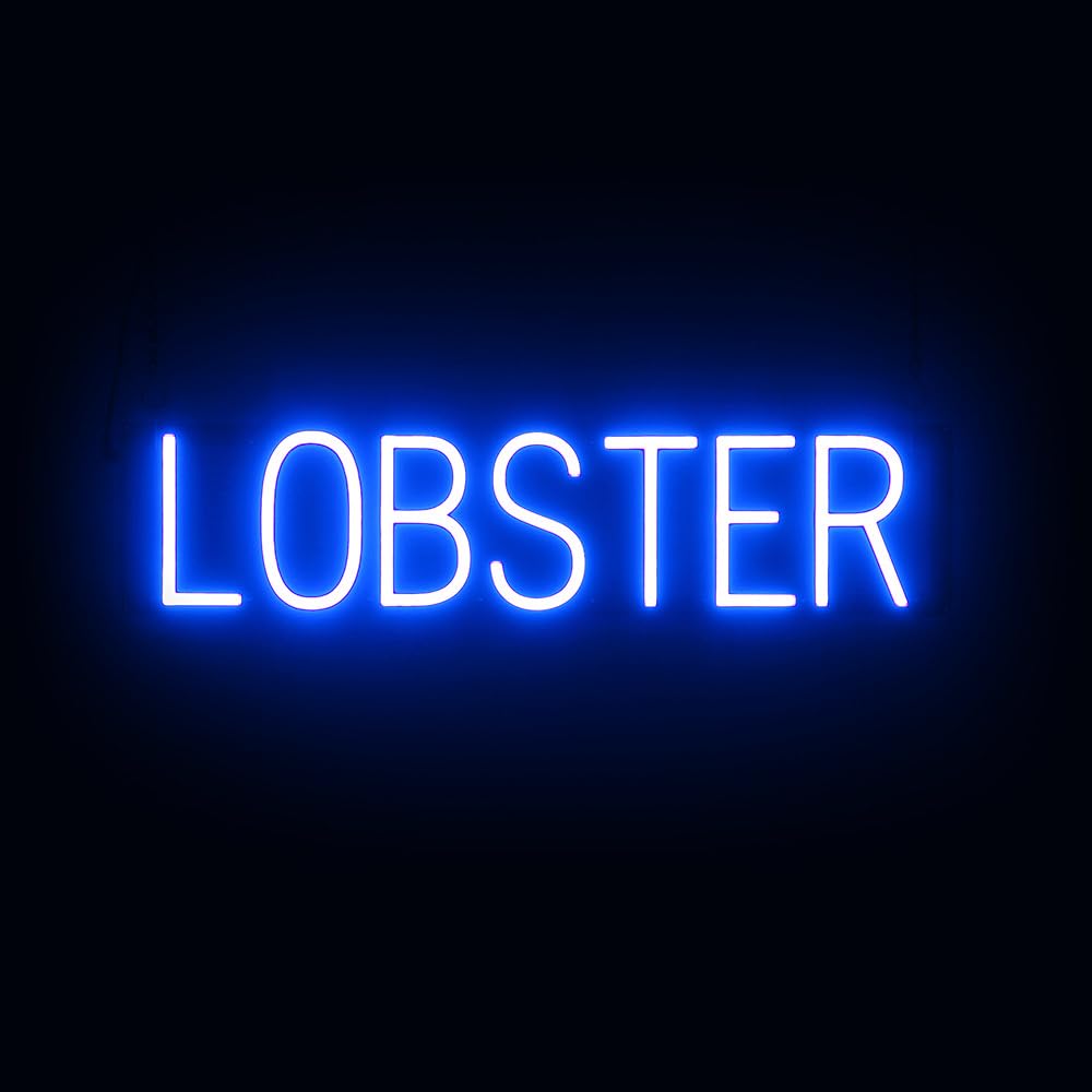 SpellBrite LED Neon LOBSTER Sign for Business - Blue, 27" x 6"
