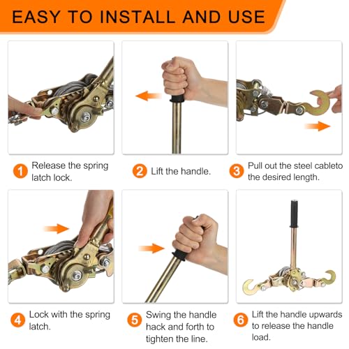 Cable tiracables manual 1 tonelada con 2 ganchos miniatura 5