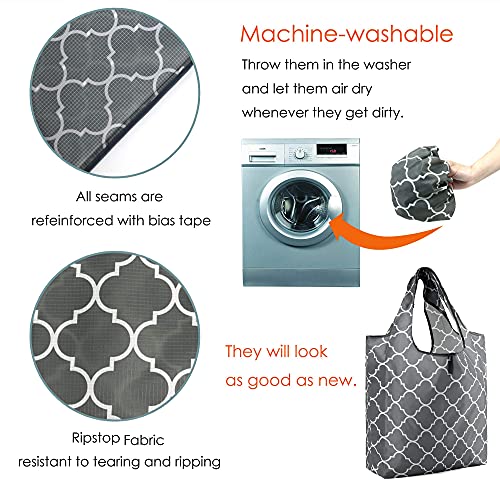 Beegreen Polka Dot Constellation Zigzag Stripe Reusable Grocery Bags Foldable Bulk 12 Pack, Geometry Reusable Shopping Bags Extra Large 50Lbs Heavy Duty, Machine Washable Reusable Bags For Groceries #TOP24