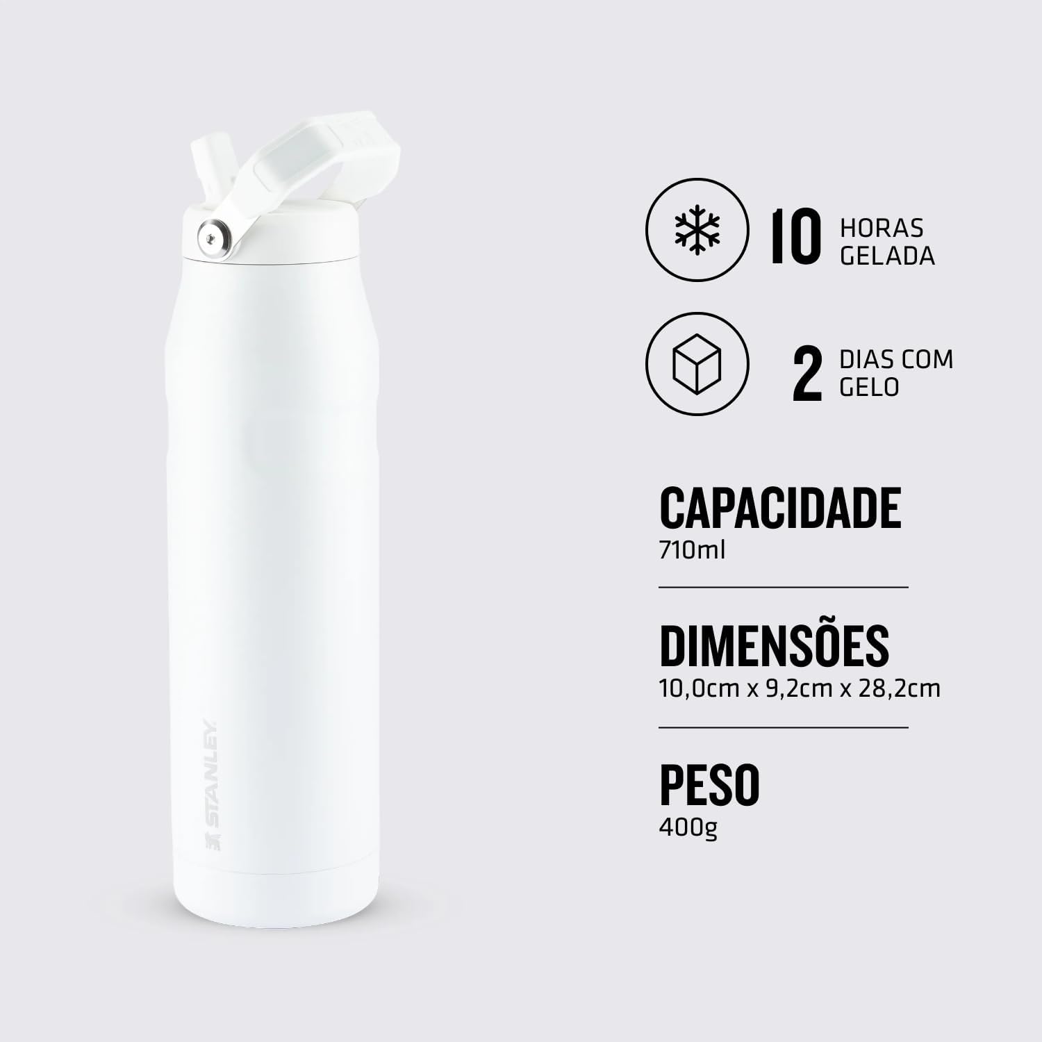 Imagem frontal da garrafa com fundo cinza claro.