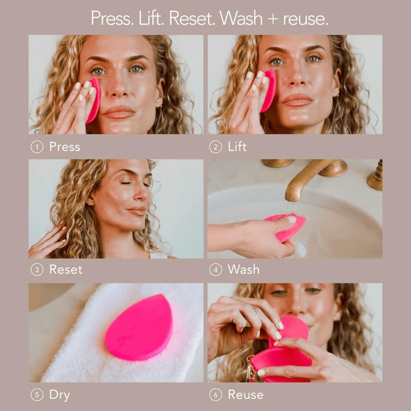 Image of Beautyblender Resetter Set of 2 Reusable Makeup Blotting Sponges | Oil Absorbing Face Blotter for Oily Skin, Removes Shine Without Smudging Makeup | Washable Foam Blotters with Silicone Travel Case