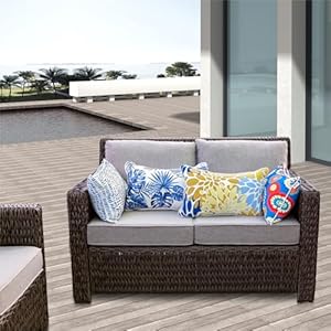 Set of 2 Patio Lumbar Pillows, 12”x20” Fade Resistant Outdoor Waterproof Lumbar Pillow with Inners, Decorative Garden Lumbar Cushions for Home Patio Terrace Sofa Use Set of 2 Patio Lumbar Pillows 12×20 Fade Resistant Outdoor Waterproof Lumbar Pillow with Inners Decorative Garden Lumbar Cushions for Home Patio Terrace Sofa Use