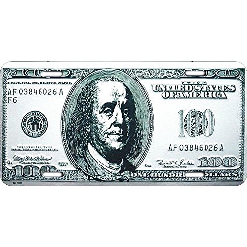 Signs 4 Fun Parody License Plate | $100 Bill | 12” x 6” Decorative License Plate | Decoration Plate for Vehicle/Wall | Man Cave Decorations | Made in The USA