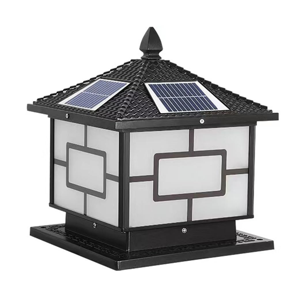 HCIPJQY Large Exterior Farmhouse Solar Post Caps Lights 4x4, Waterproof Post Lantern Lamp Fixtures Auto On/Off 4 Light Modes Pillar Light Fixture for Yard, Garden, Driveway (Classic)