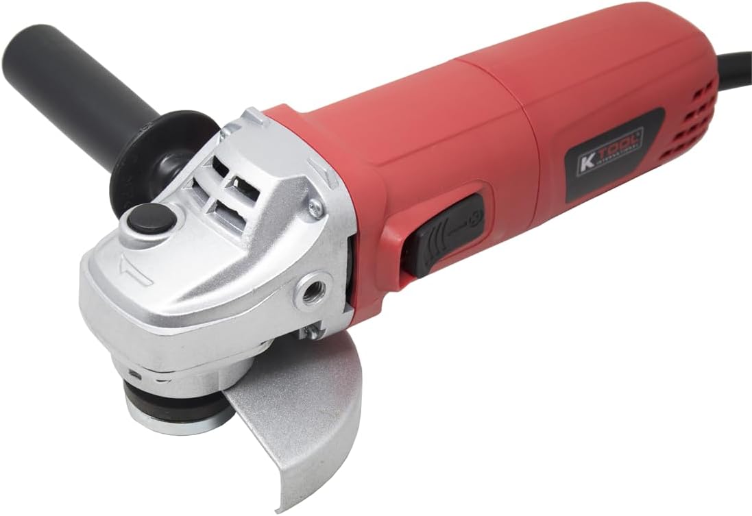 K Tool International 10010A 4-1/2" Angle Grinder for Garages, Repair Shops, and DIY, 120 Volt, 860 Watt, 7 Amp, 1 Piece Slide Handle, 11,000 per Minute Load Speed