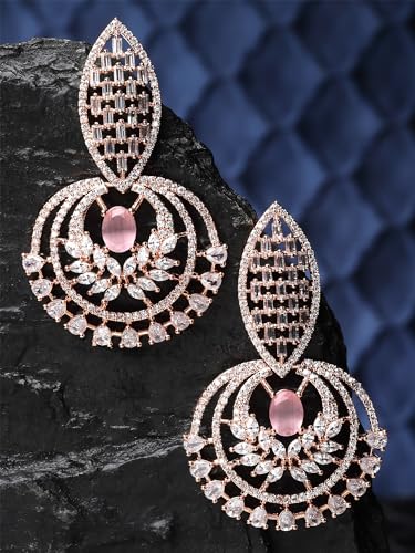 Image of Karatcart Women Silver Plated Blue American Diamond Studded Jhumki Earrings