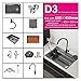 YCMFXUKX Kitchen Sink 304 Stainless Steel Topmount Sink with Knife-Holder Multifunction Single Bowl Wash Basin Kitchen Tools Accessories(68X45CM-D3)