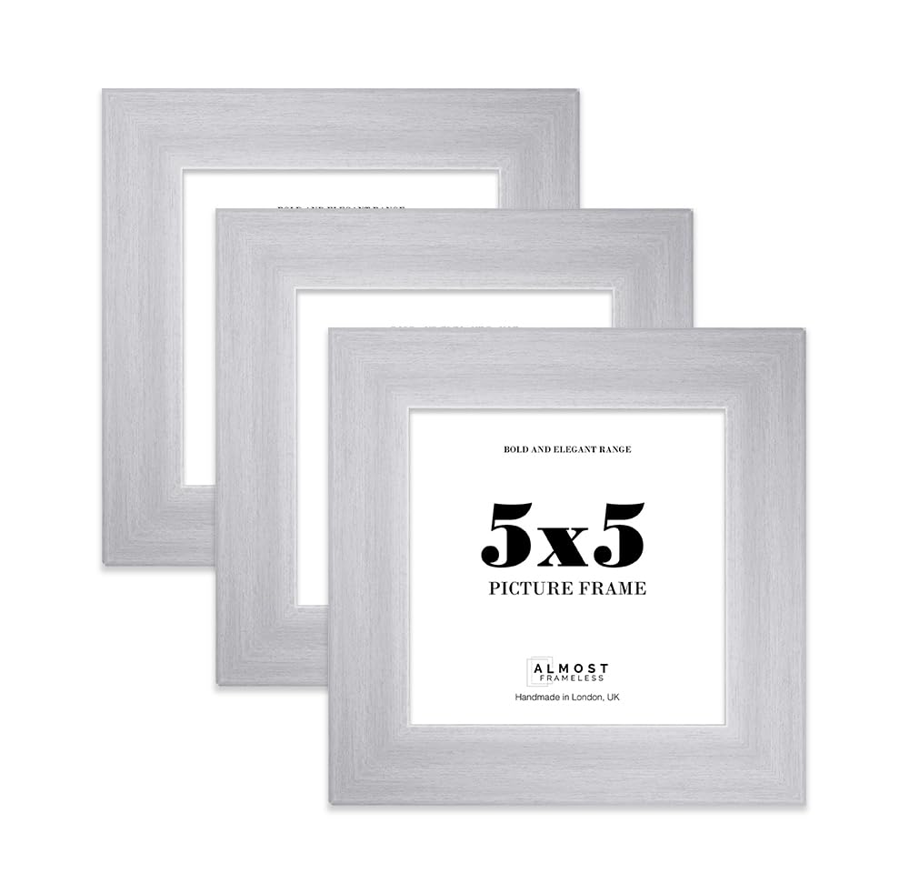 5x5 Photo Frame, Display 5x5" Pictures (22.9 x 15.2cm) Picture Frame for wall Display - Silver - 3 Pack