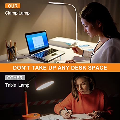 Yotutun Led Desk Lamp, Swing Arm Table Lamp With Clamp, Flexible Gooseneck Task Lamp, Eye-Caring Architect Desk Light, 3 Modes 10 Brightness Levels, Memory Function Desk Lamps For Home Office, 10W #TOP2