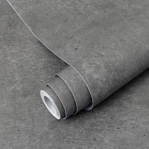 Decoroom Klebefolie Selbstklebende Matt Dunkelgrau 40X500cm Möbelfolie Betonoptik Effekt Wasserdicht Folie für Möbel Küche Schrank Wand Dekorfolie Vinyl Tapete