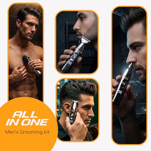 Image of All in One Trimmer for men - Beard, Body, Hair, Nose & Ear | Full Body | Electric Shaver | Suitable for private parts | IPX7 Waterproof | 90 Min Runtime | Magnetic Blades | 1 Year Warranty | Full Chrome Body