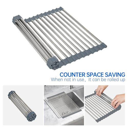 Égouttoir vaisselle inox enroulable et robuste pour évier
