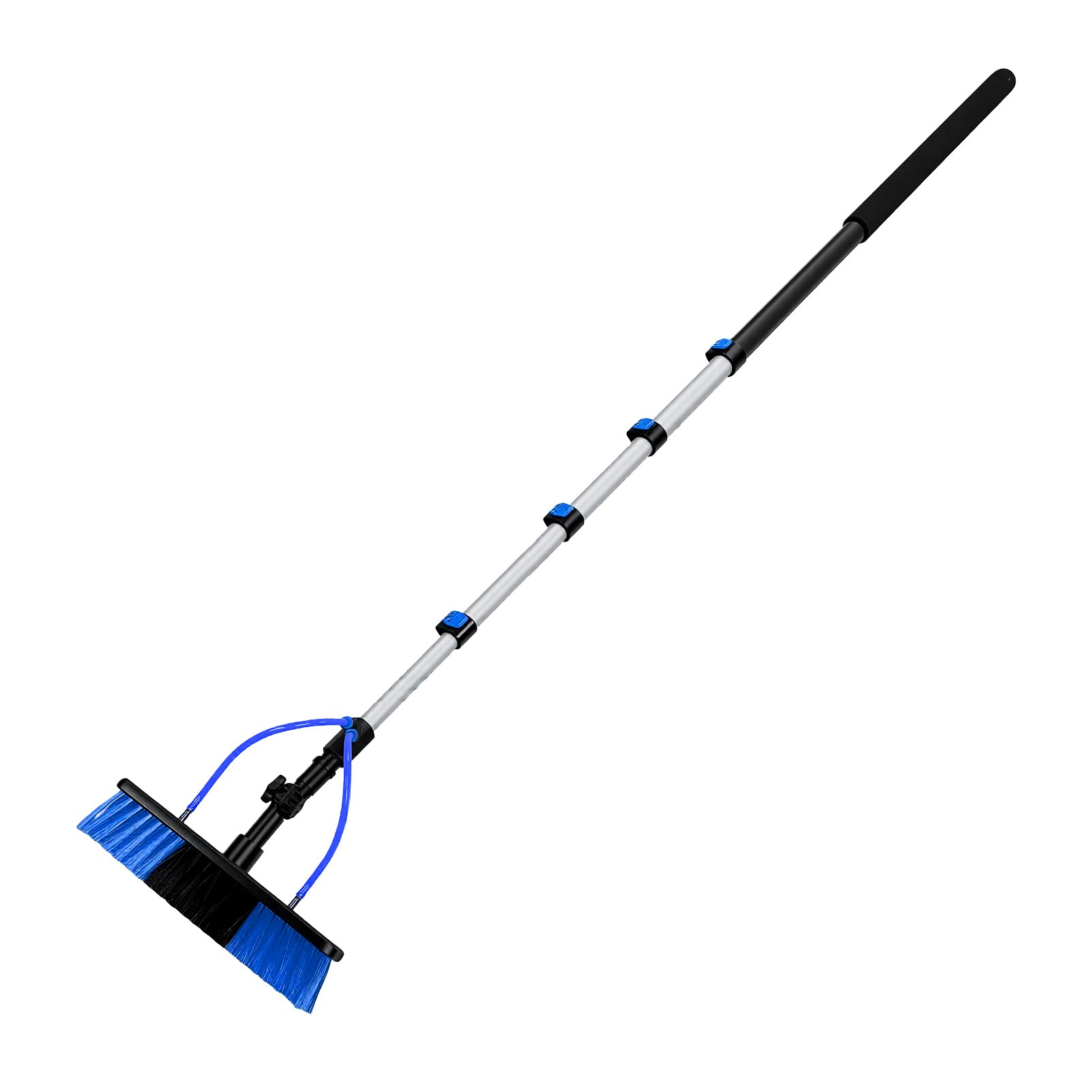 Jeffergarden Kit de Cepillo Extensible para Limpieza de Paneles Solares de 4.5m, Cepillo de Nylon de Alta Densidad y Adaptador de 180°, para Limpieza de Ventanas, Canalones y Techos Altos