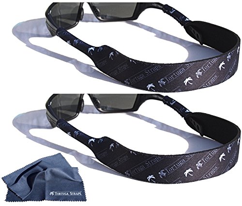 Playa Vida Tortuga Straps FLOATZ 2 Pack, Java Black Ltd Edition, Adjustable, Neoprene Floating Sunglass Straps and Eyeglass Holder – Fits Small & Oversized Glasses to securely retain on Head/Neck