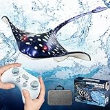 2.4G Remote Control Toy for Kids,1:18 Scale High Simulation Shark for Pool RC Boat Pool Diving Toys with Light, Water Toys for Swimming Pool Bathroom for 6 7 8 9 Year olds Kid Boys Girls (Devilfish)