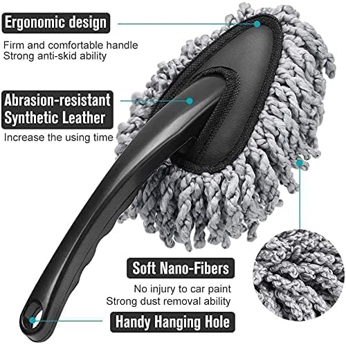Image of ZUDELLA Car Duster, Soft Brush with Long Handle, Ideal for Mop Duster, Dust Cleaner, Scratch Free, Microfiber Head, Stainless Steel Handle, mini-Dusters