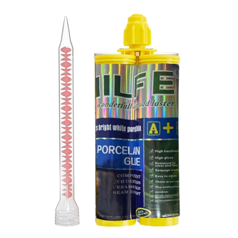 Epoxy Grout Porcelain White , Waterproof Auto-mix Dual Tubes Tile Grout 19 oz 410ml, Reconstruct Grout Line for Shower Bathroom Kitchen Swimming Pool, Wall and Floor,Caulk Gun NOT Included (1, White)