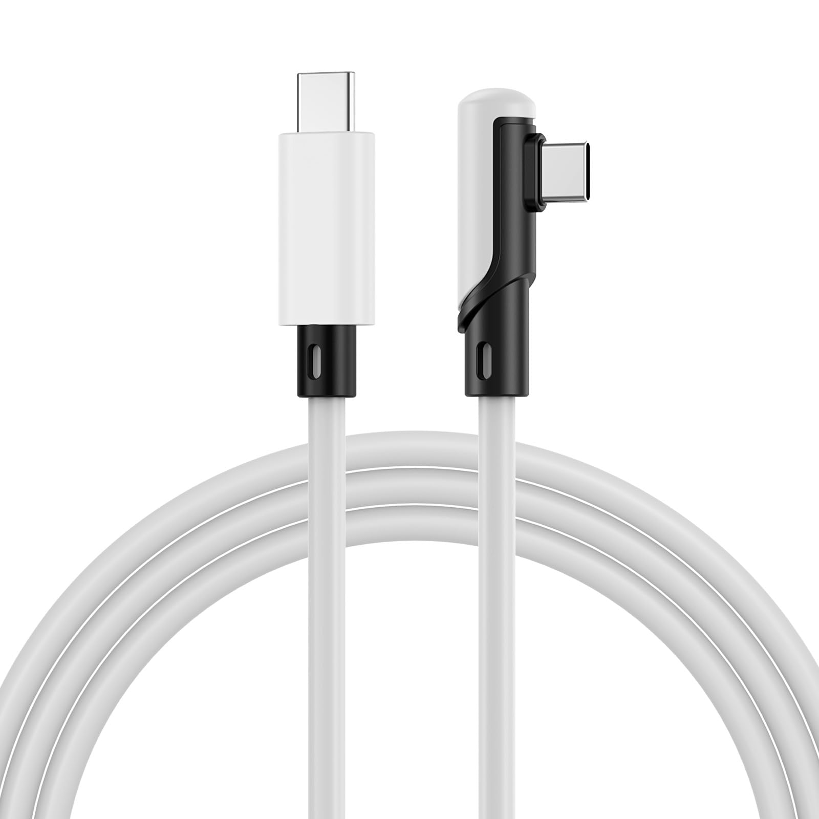 MMOBIEL VR Link Kabel USB-C zu USB-C für Meta Quest 3S / 3/2 / Pro, Pico 4 Ultra / 4 und PC/Steam VR 90 Grad Typ-C Kabel für VR Headset Gaming - 3m USB-C Ladekabel - Weiß