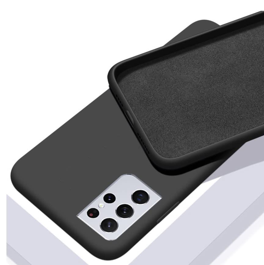 REALCASE® Samsung S21 Ultra Back Cover Case | Full 360 Protective Liquid Silicone | Shock Proof Case Back Cover for Samsung Galaxy S21 Ultra 5G (S Black)