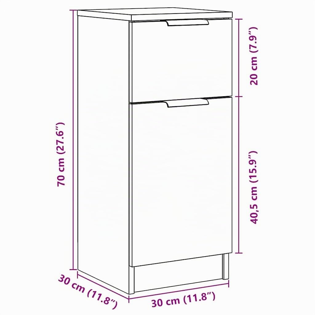 vidaXL Sideboards 2 STK. Artisan-Eiche 30x30x70 cm Holzwerkstoff, Schrank, Lagerschrank, Home-Organizer, Anrichte, Beistellschrank, Wohnzimmerschrank