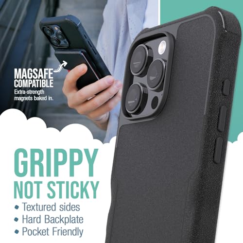 Image of Smartish iPhone 16 Pro Max MagSafe Case with Crossbody Lanyard Strap - Gripzilla - [Slim + Protective] Magnetic Armor Case with Universal Detachable Shoulder Neck Strap - Black Tie Affair