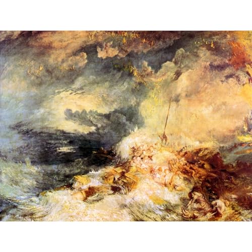 Toile roulée Feu en mer Joseph Mallord Turner, décoration murale unique de 127 x 101,6 cm
