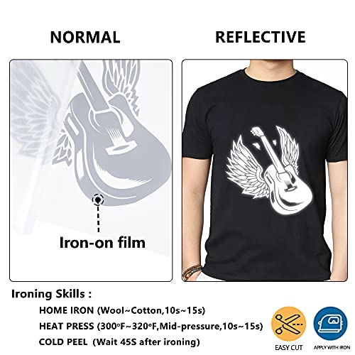Image of RENLITONG Reflective HTV Iron on Vinyl 12Inch by 5ft Roll Heat Transfer Vinyl for T-Shirt HTV Rolls for All Cutter Machine - Easy to Cut & Weed for Heat Transfer Design (Reflective Light Gray)