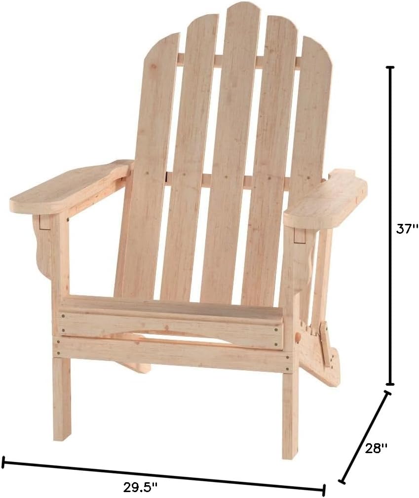 Shine Company Marina Adirondack Chair, Back & Seat Pre-Assembled, Natural