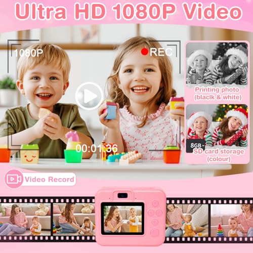 Kids Instant Print Camera with Screen & Memory Card - Perfect Gift