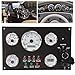 Acouto Boat Dash Instrument Panel Engine Speed Oil Level Pressure Water Temp Voltage Display Gauges Set with Red Backlights for RV Boat Marine Gauge Cluster Panel Replacement(12V)