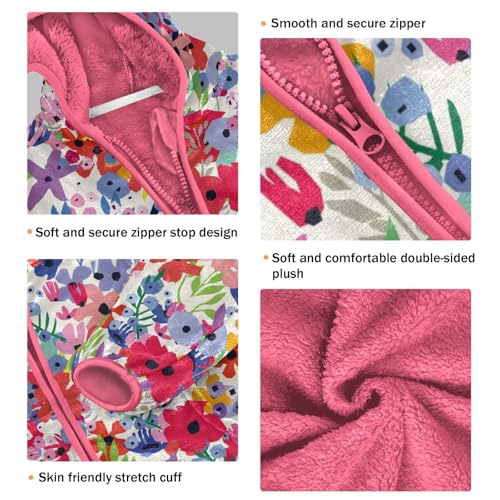 OTVEE Spring Colorful Flowers Wildflowers Kids Hoodie Jacket Fall Spring Full Zip Warm Outwear Coat3