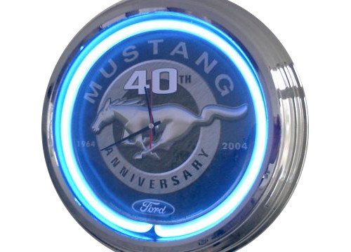 Mustang Horloge néon 40 TH Horloge murale décorative Style rétro USA 50