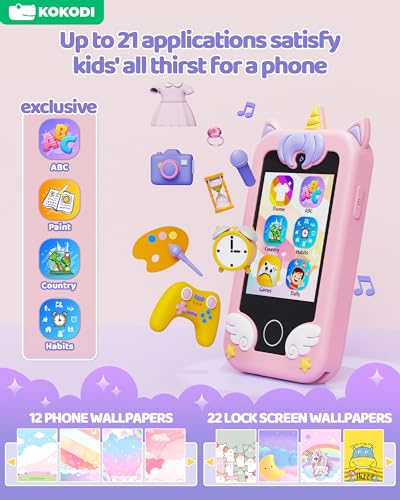 image for DUDUDRAGON Kids Smart Phone Toy for Girls 3 4 5 6 Year Old, MP3 Music 