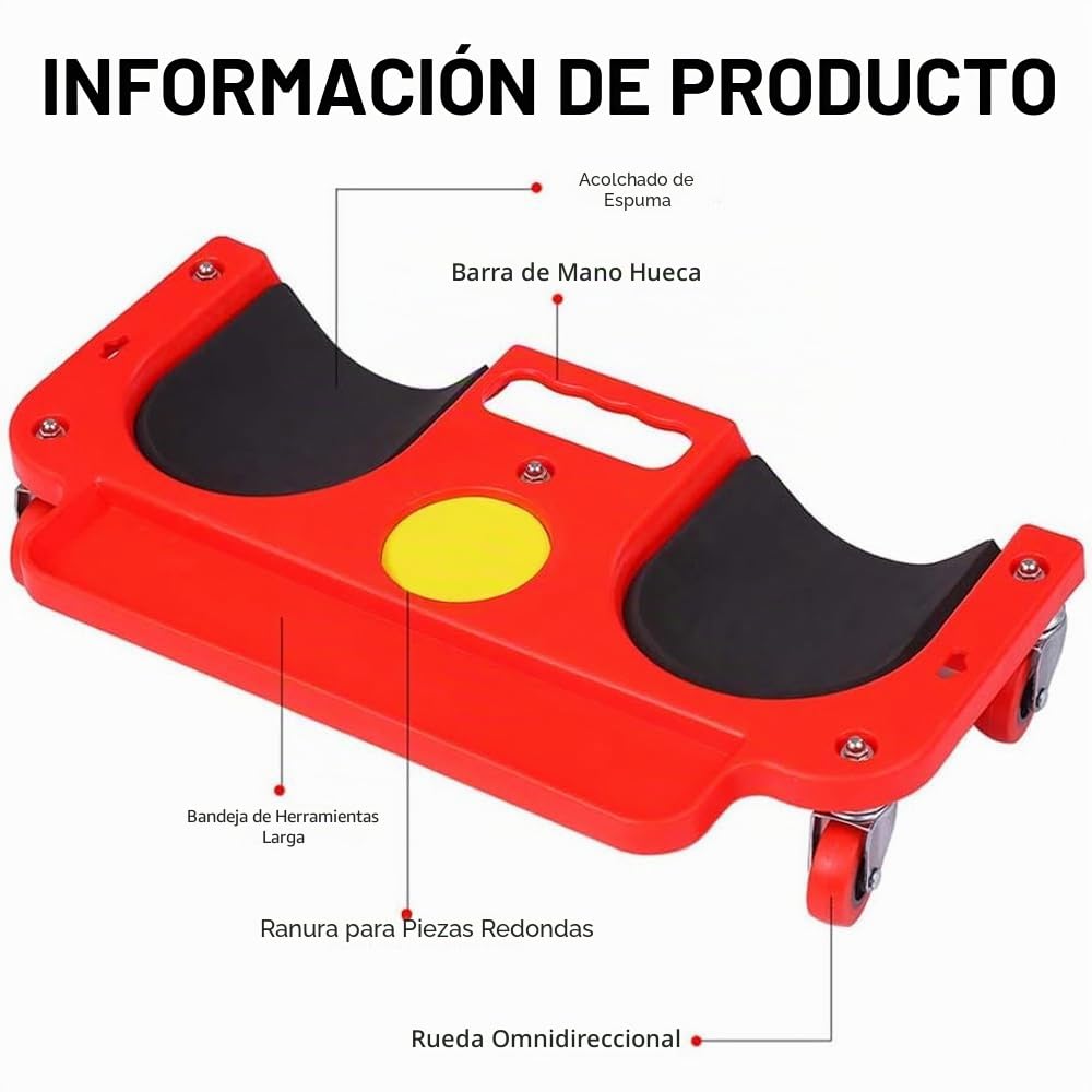 Rodilleras con Ruedas, Protector de Rodilleras Deslizantes, 5 Ruedas Giratorias, Soporte de Bandeja de Herramientas para Mecánico Carpintero Pisos