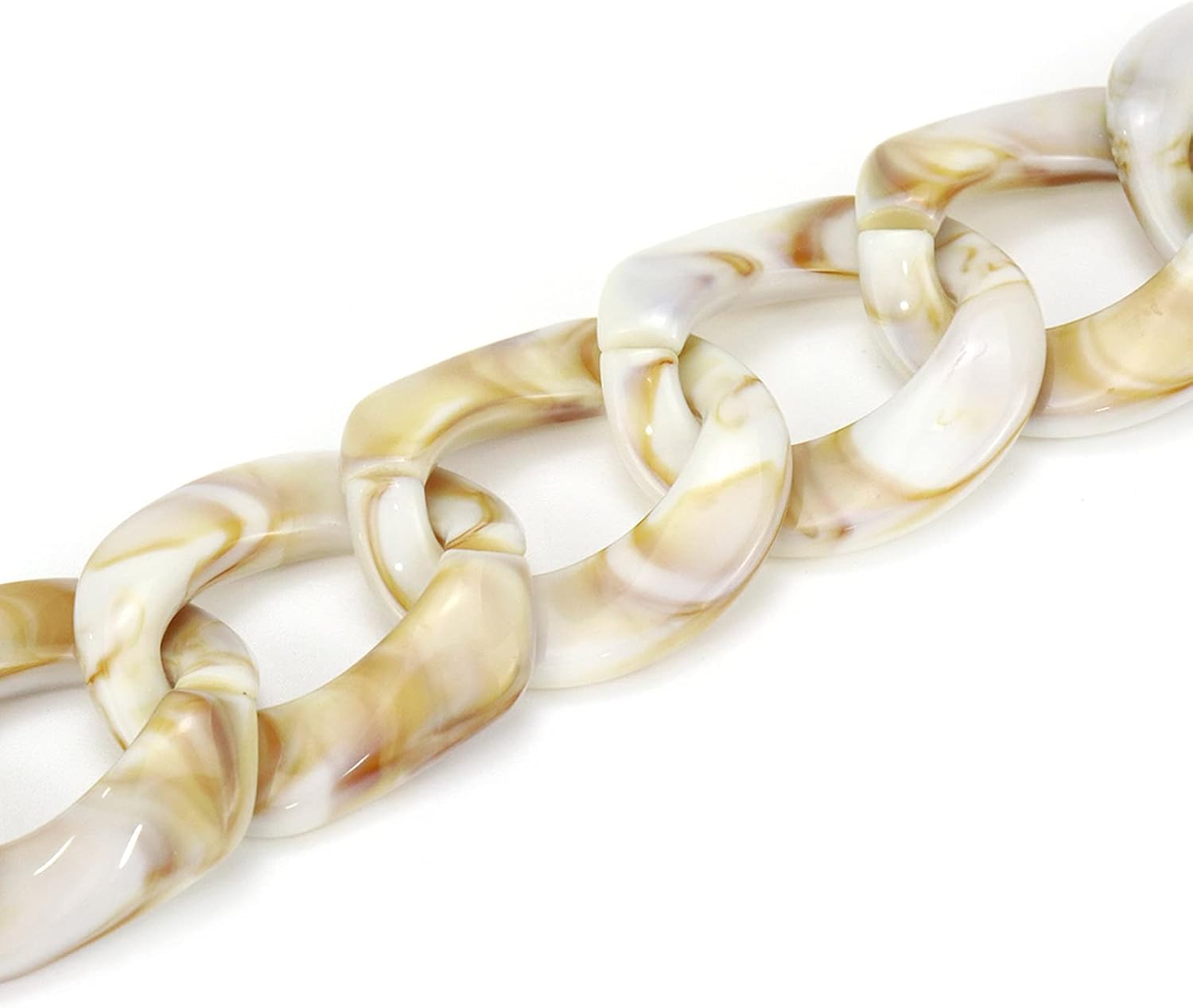 15.7"/40cm DIY Acrylic Resin Replacement Chain Purse Shoulder Strap with Buckle, Beige Round Chain Link - Image 4