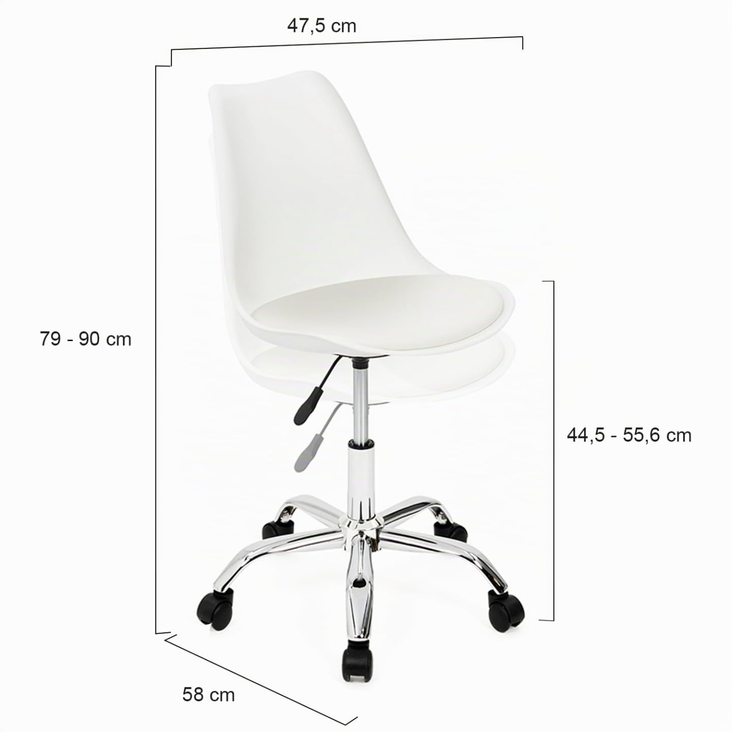 IDMarket - Chaise de Bureau scandinave SARA Blanche à roulettes
