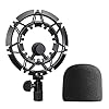 YOUSHARES Shock Mount voor Blue Yeti Microfoon en Yeti Pro Microfoon met Blue Yeti Mic Cover Schuim, Legering Micropone Shock Mount met Blue Yeti Pop Filter vermindert trillingsgeluid door