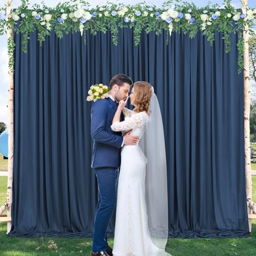 Image of 10x10 Navy Blue Backdrop Curtain for Wedding Birthday, Wrinkle-Free Polyester Fabric Navy Blue Backdrop Drapes for Baby Shower Parties Photo Photography Decoration 5ft x 10ft,2 Panels