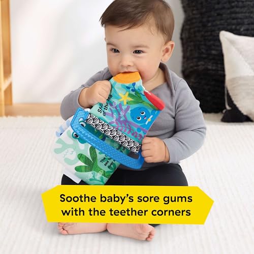 Image of Baby Einstein Ocean Explorers Teether Book, Shades of The Sea, for Sensory Engagement and Soothing, Ages 0 Months and Up