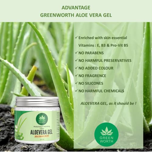 GREEN WORTH Pure Aloe Vera Gel 400 Gm (Pack Of 2 X 200 Gm) - Image 4
