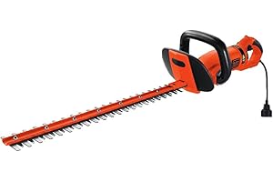 Black+Decker Corded Electric Hedge Trimmer with Rotating Handle and 24-Inch Dual-Action Blades (HH2455)