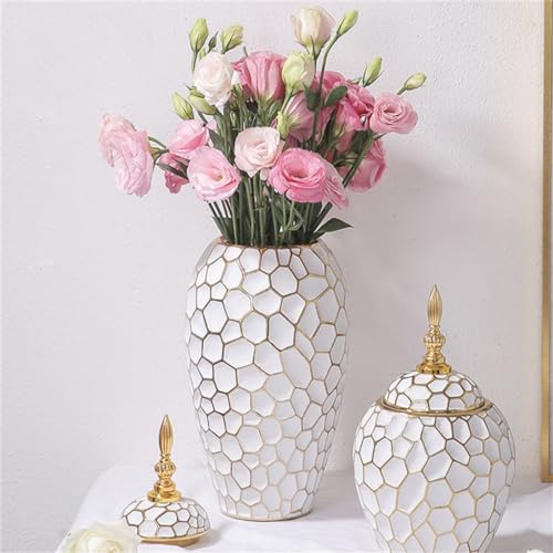 Vase en céramique plaqué or JFDBGU ustensile à fleurs design salon