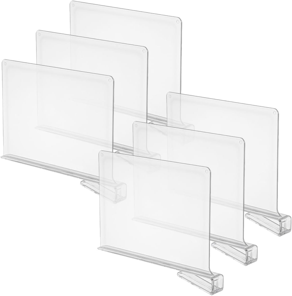 6Pcs Clear Shelf Dividers for Closet Wardrobe Partition Boards Transparent Organizers for Vertical Shelf Separation and Space Optimization